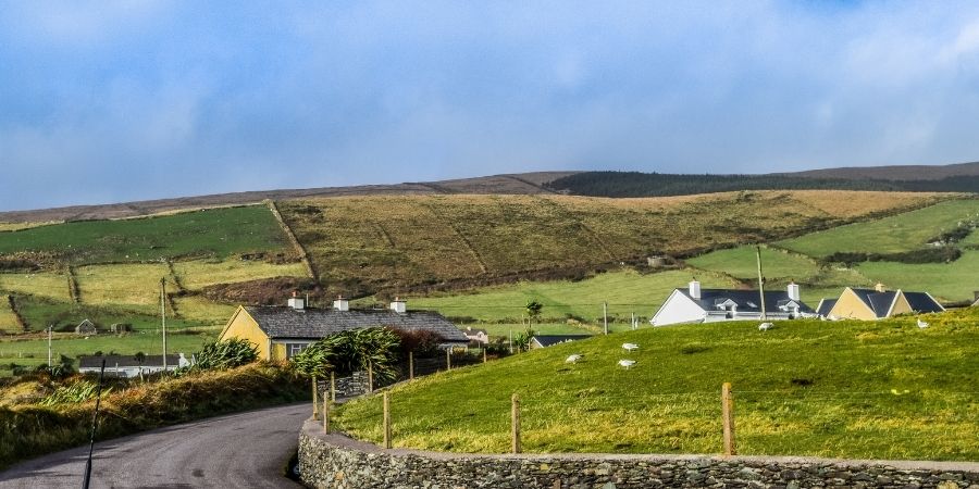 Imagen de los verdes campos del Anillo de Kerry en Irlanda para Ver